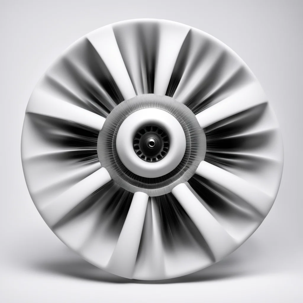 high tech turbine in white shot with 80 mm lens studio light