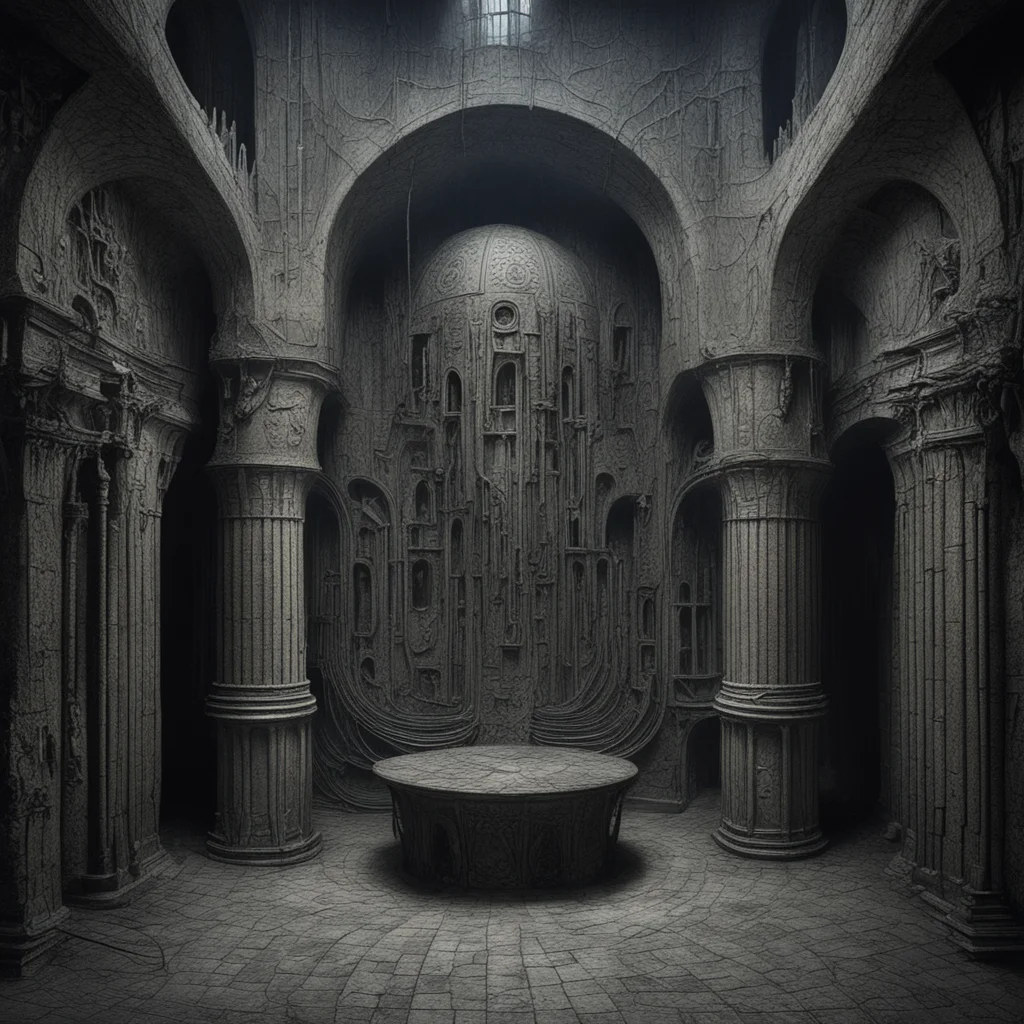 highly detailed photograph 4k of a dungeon room   demonic architecture by Beksinkski H R Giger Mœbius ar 916