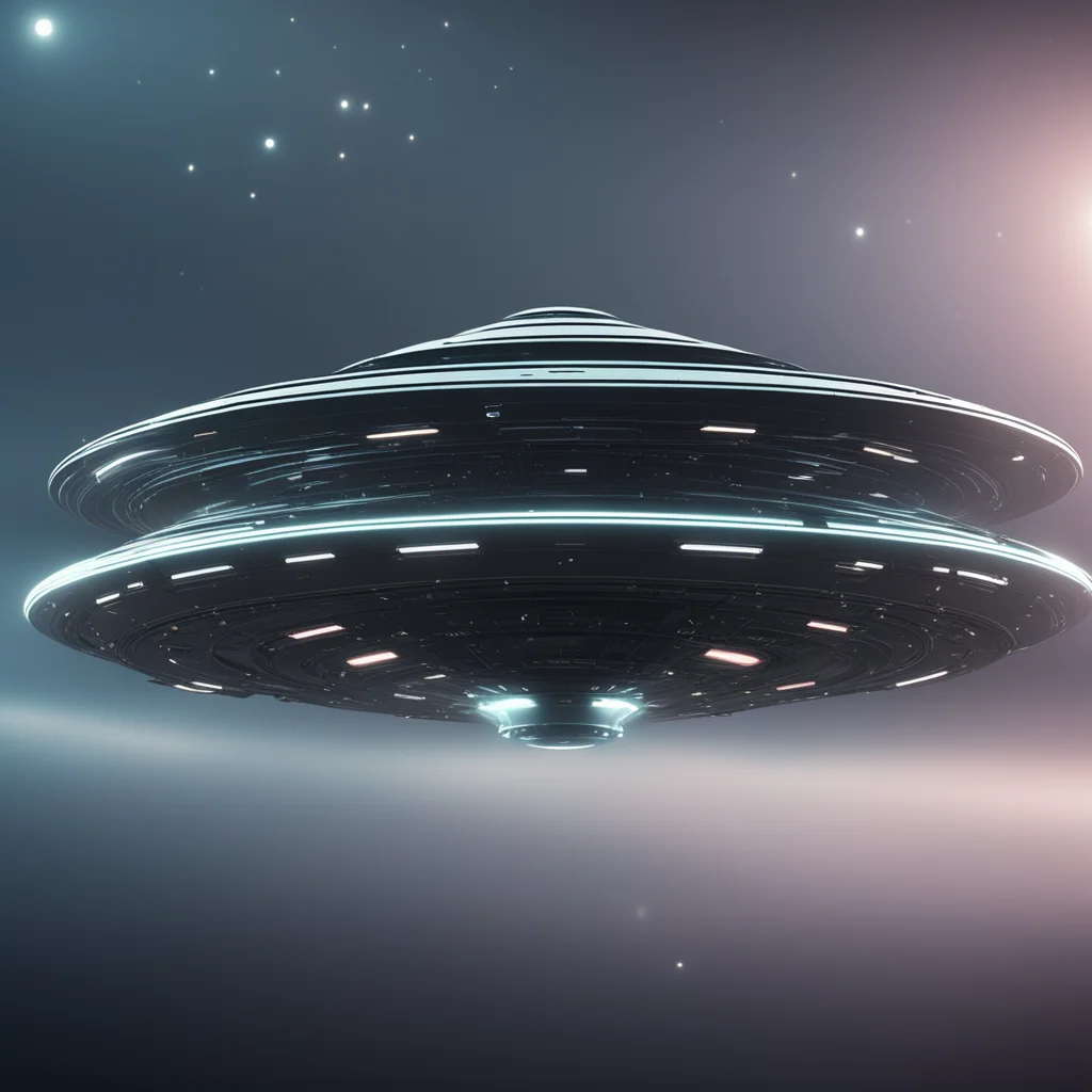 highly detailed ufo spaceship close up technology 4k cinematic cinematic lighting hazy dark colors chrome relfection