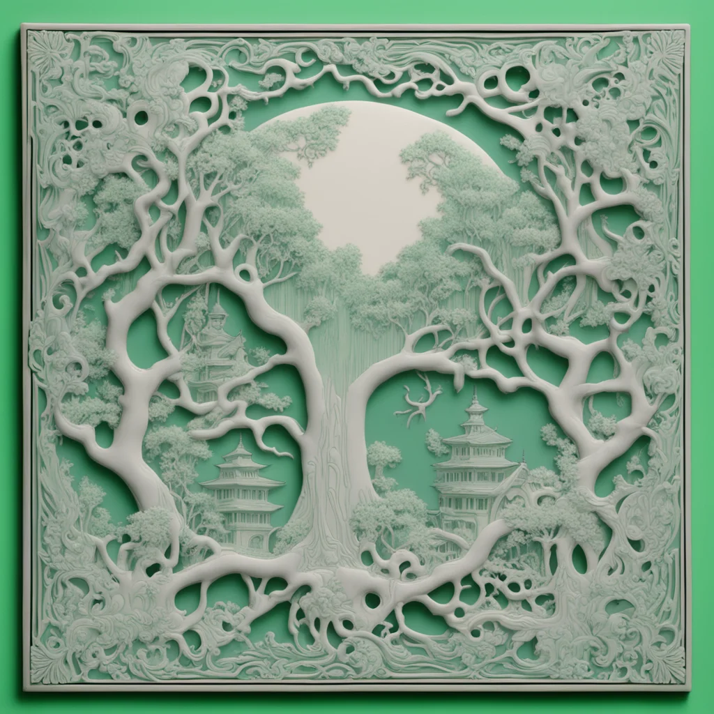 hollow palace and willow trees on the ceramic tile 10moonauspicious clouds pale green jasperware with blue cameo decorat