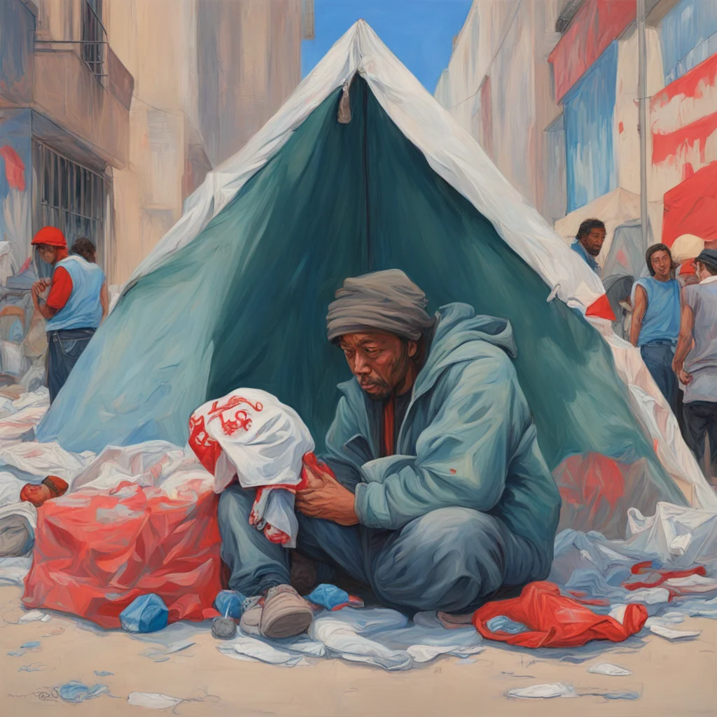 homeless baby tent street skid row no future pro life painted by James Jean