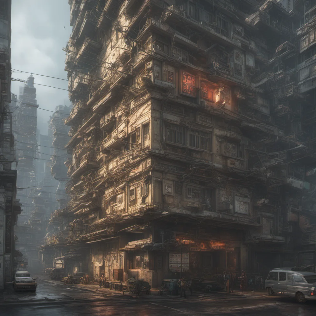 hong kong building  volumetric lighting cyberpunk Peter Mohrbacher insanely detailed and intricate golden ratio hypermaximalist matte painting cinematic