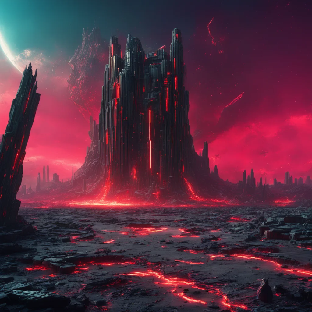 hopelessness dispair a ruined future cosmic  cinematic imax composition concept art dramatic red lighting octane render 