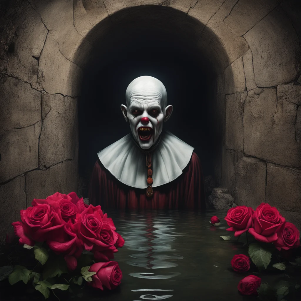 hyper realistic beautiful painting ofundead old pennywise and the spanish inquisition and the pope floating face down in