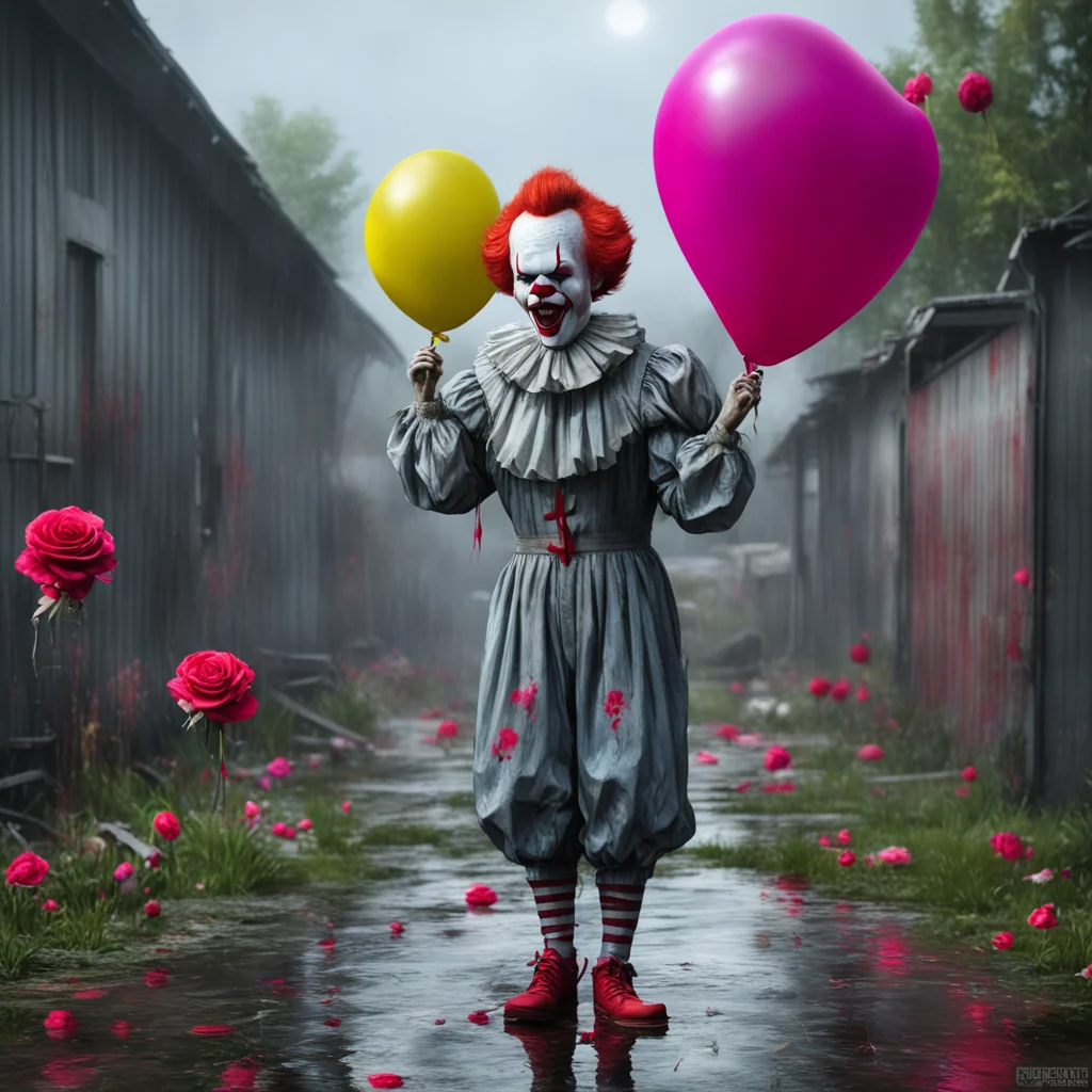 hyper realistic beautiful painting pennywise dancing joyously to im singing in the rain in front of a full length mirror
