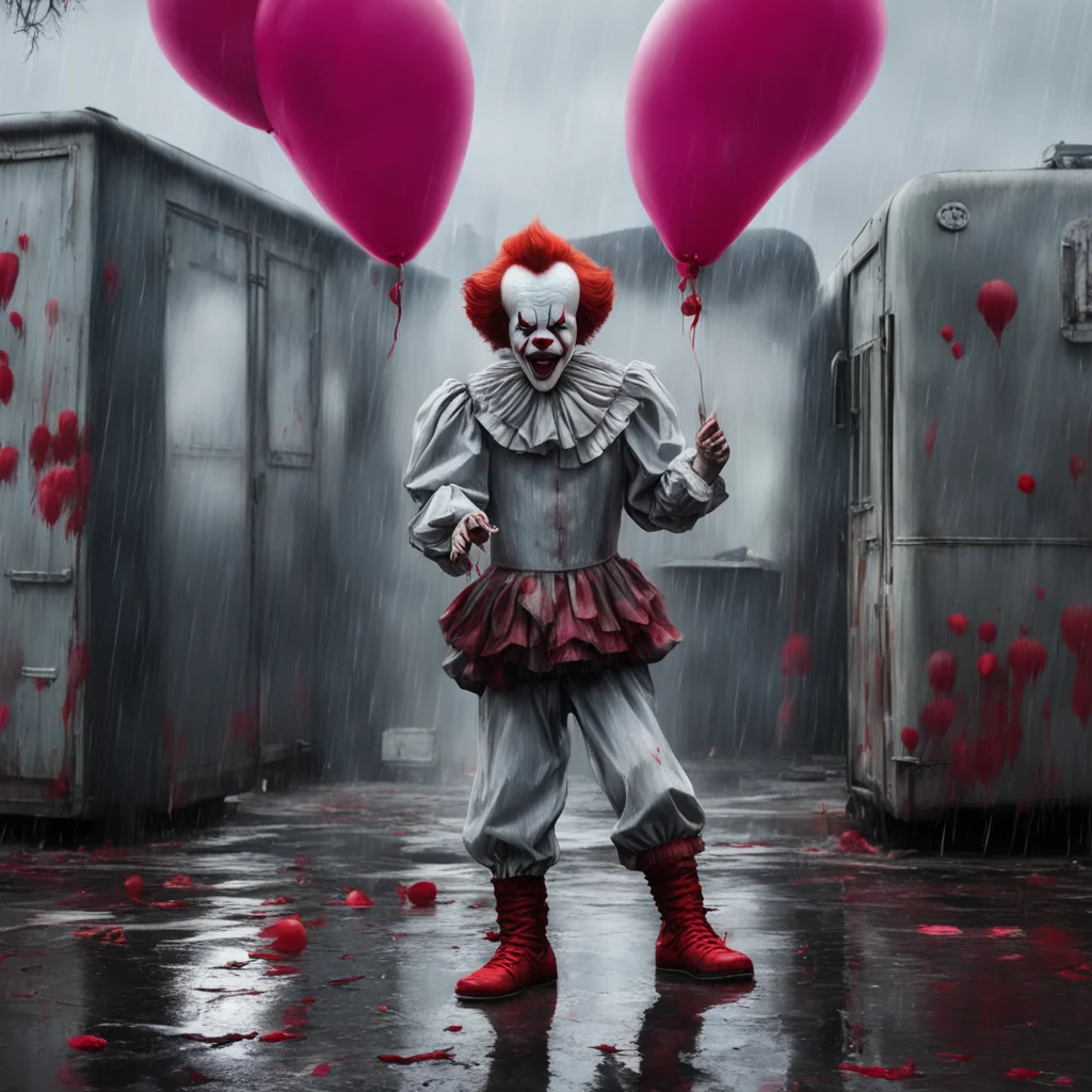 hyper realistic beautiful paintingpennywise dancing joyously to im singing in the rain in front of a full length mirror 