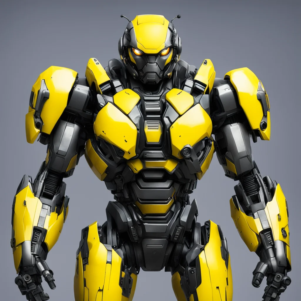 hyper realistic bumblebee with guns transhumanism technology detailed texture