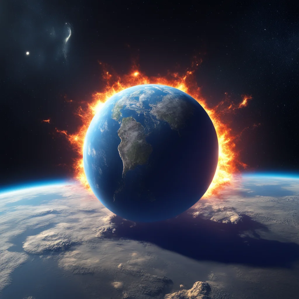 hyper realistic meteoric impact on the earth taken from outer space realism extremely realistic lighting gritty 4k