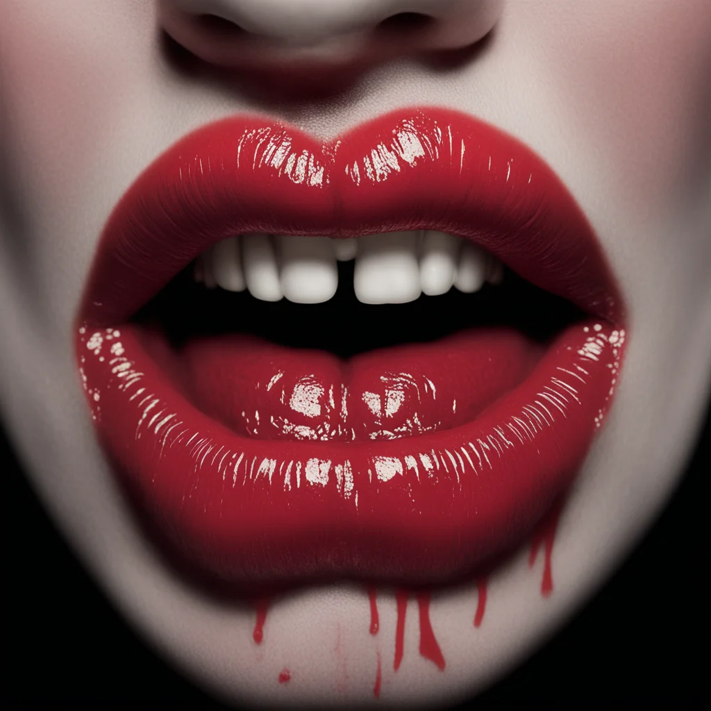 hyperrealistic lips maw pure insanity horror theatre macabre cracked filmic opart backlit hellfire