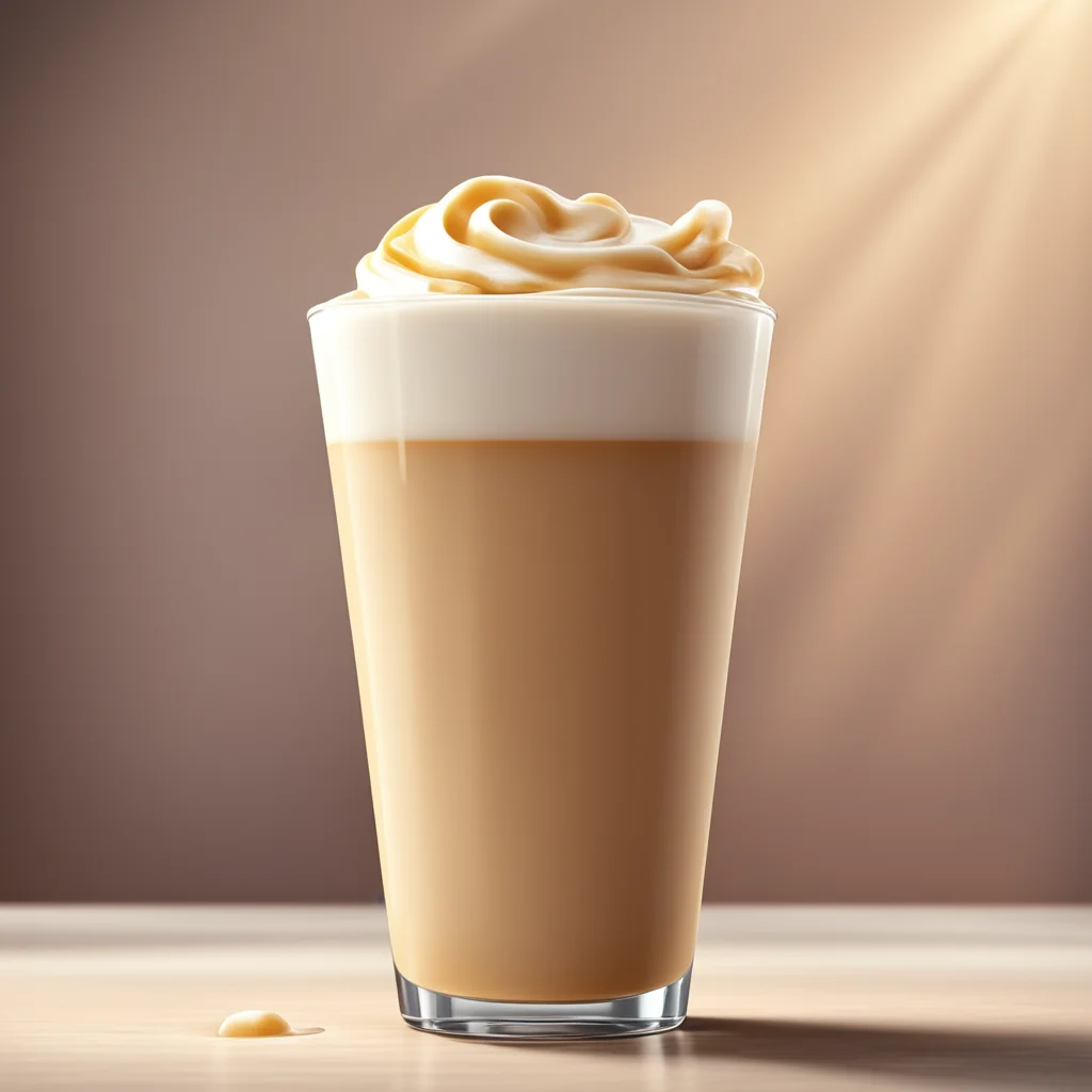 iced cafe latte smiling happy photorealistic life 3dimensional uplight clear fine details hyperfocus dappled sunshine be