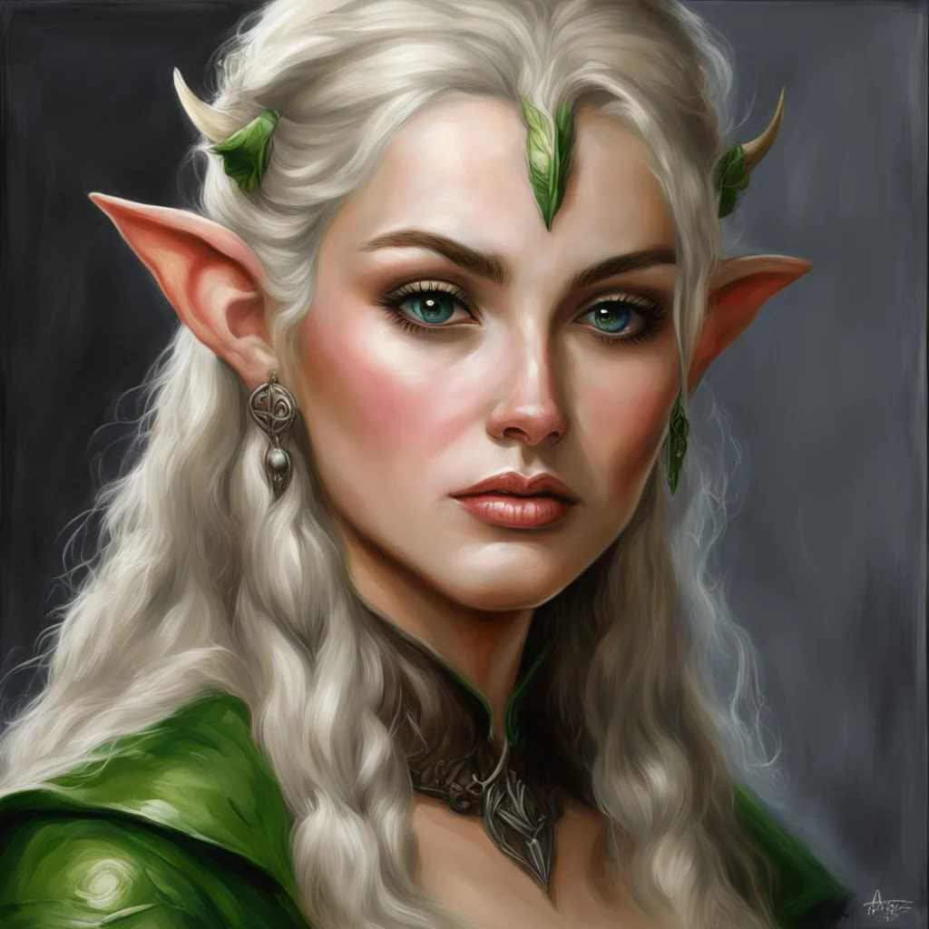 imagine female elf feminineoil paint realism baldurs gate character portrait  in the style of William O’Connor mike sam 
