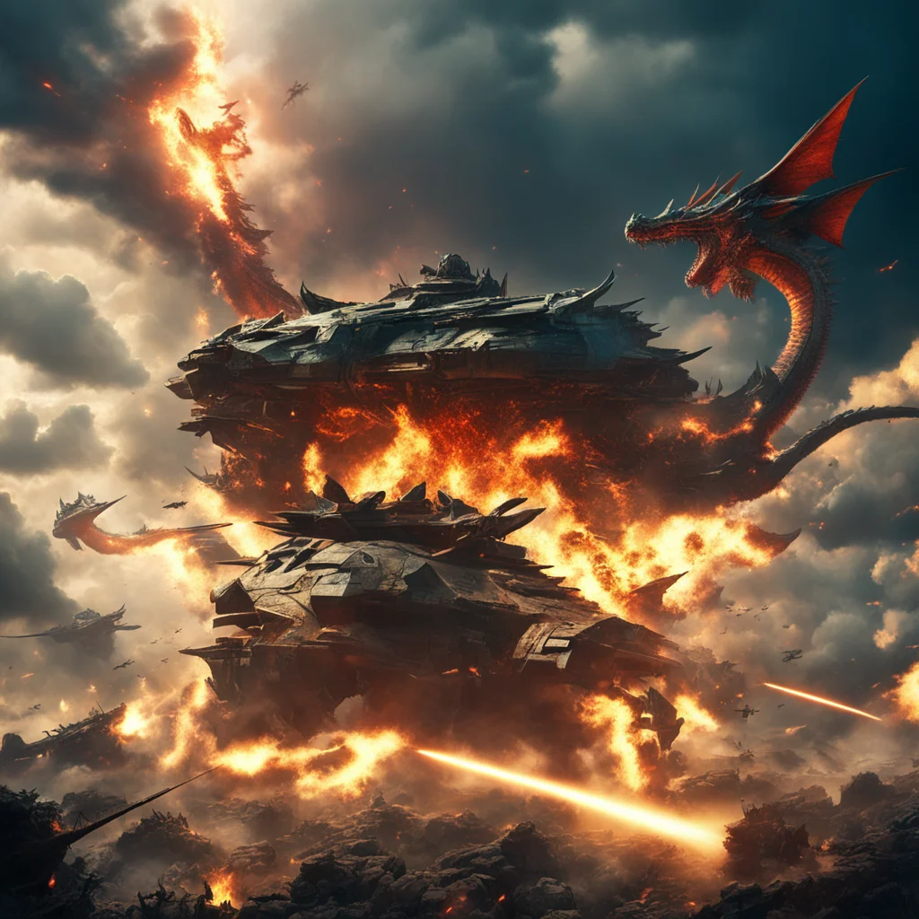 in the style of apocalypse now movie poster epic space battle with many dragons and lasers and explosions30 seven milita
