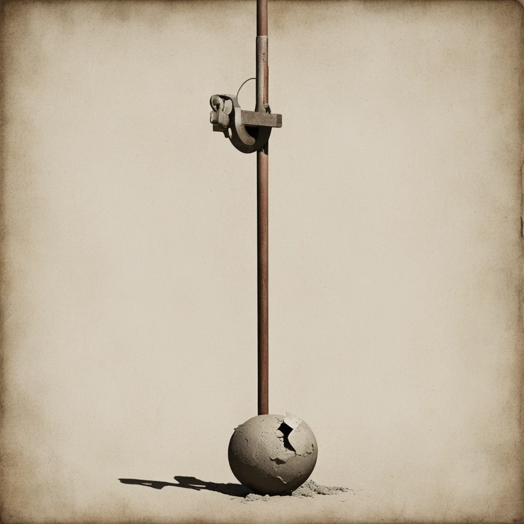 industrian cane with a low hanging wrecking ball collage —ar 916