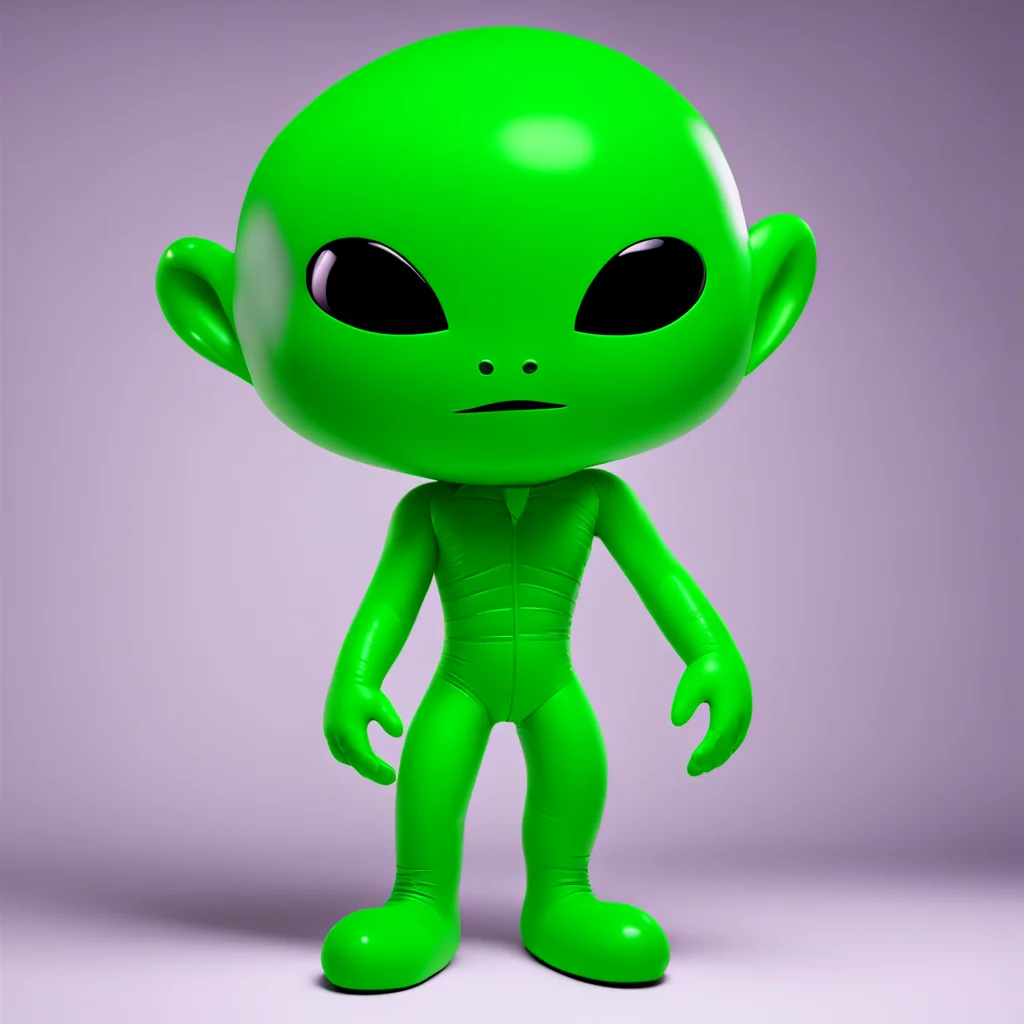 inflatable green Alien  175 vinyl plastic  portrait  dramatic lighting  volumetric  test