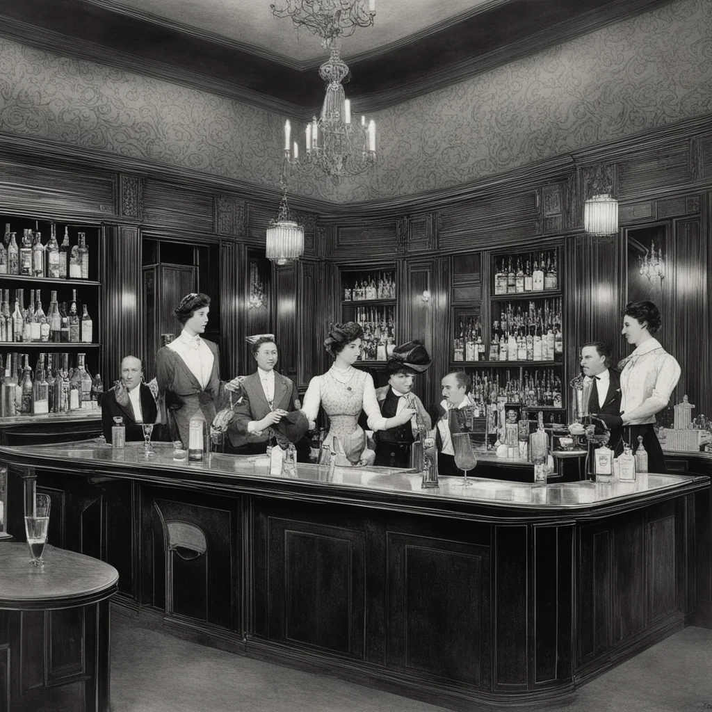 inside club edwardian furnishing ladies bar bartender night dance wallpaper