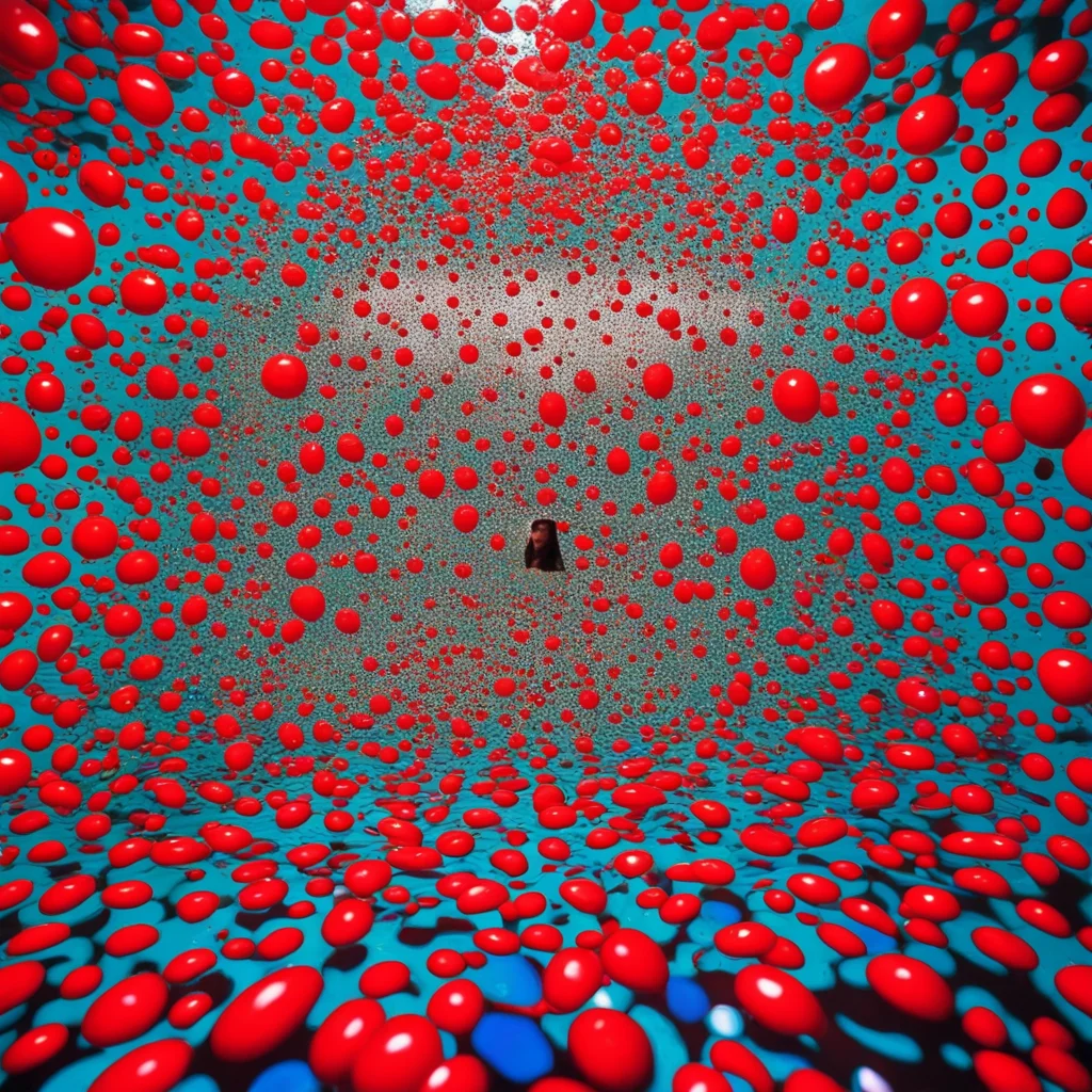 inside mirror room created by Yayoi Kusama photo real in focus dazzling no people