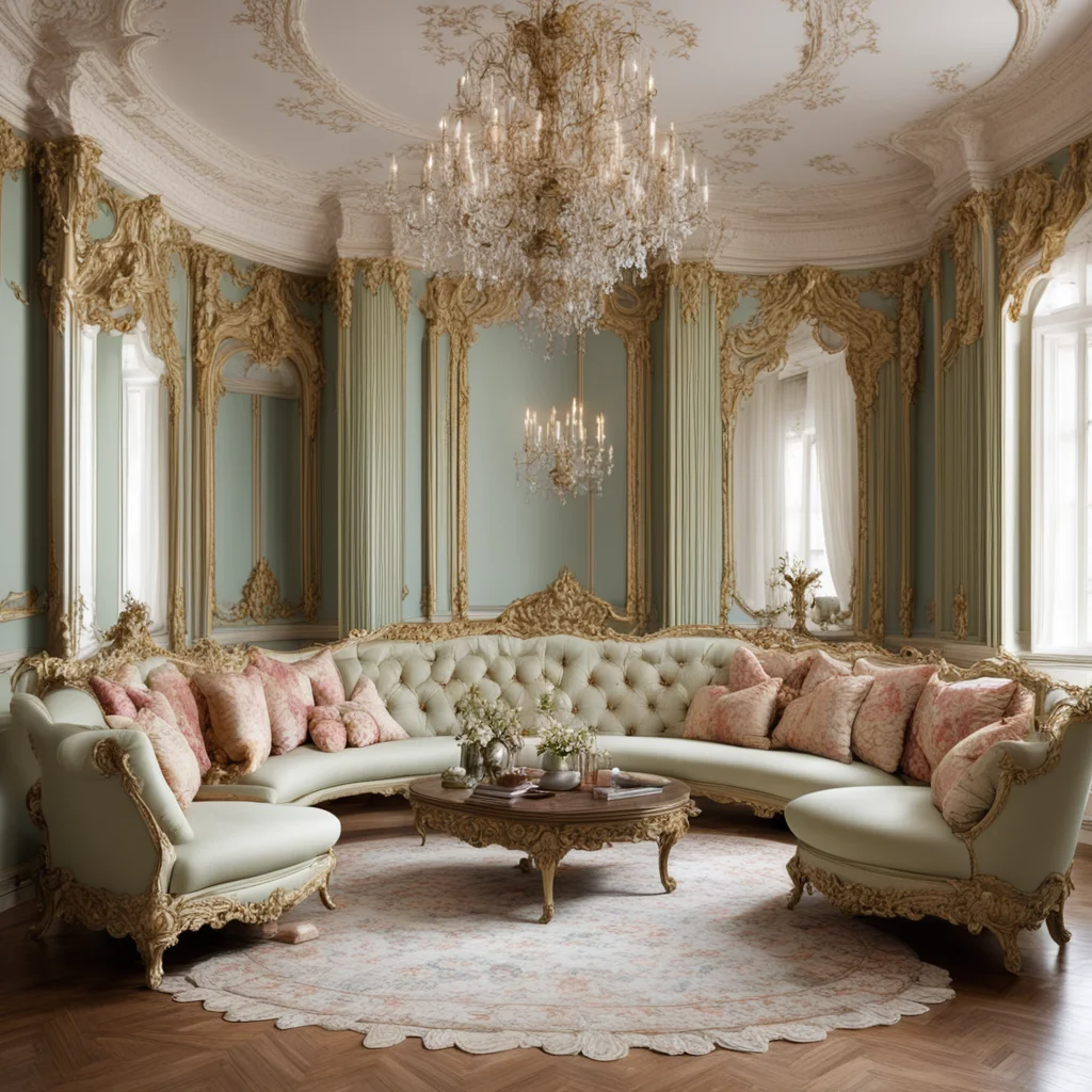 interior living room in the style of rococo sofa in the center photography