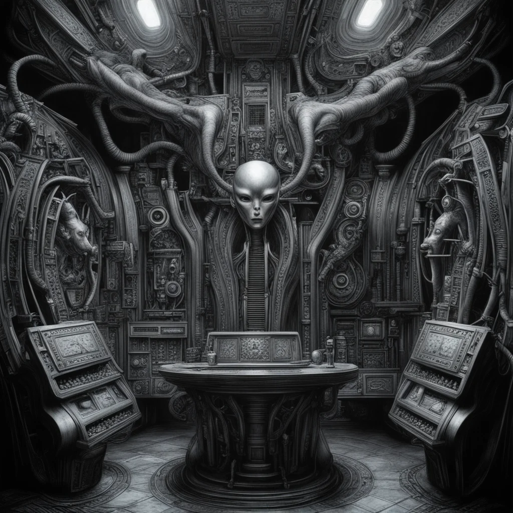 internal control room of alien Gods style HR Giger Marta de Andres Angel Alonso