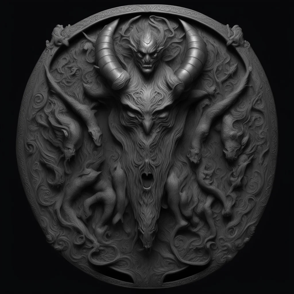 intricate black onyx carving3 rune writing1 demonic beings4 clay sculpt of diablo4 photoreal carvings inspired by diablo