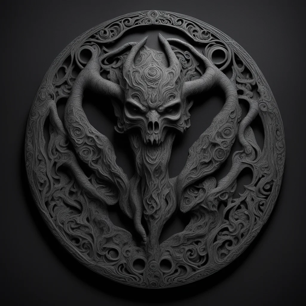 intricate black stone carving2 rune writing3 demonic beings4 clay sculpt of diablo4 photoreal carvings inspired by the w