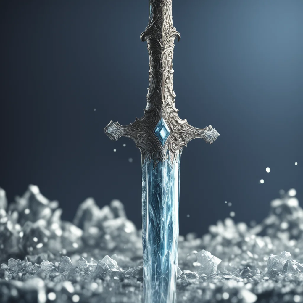 intricate detailed sword made of ice unreal engine realistic 4k octane render post processing vfx