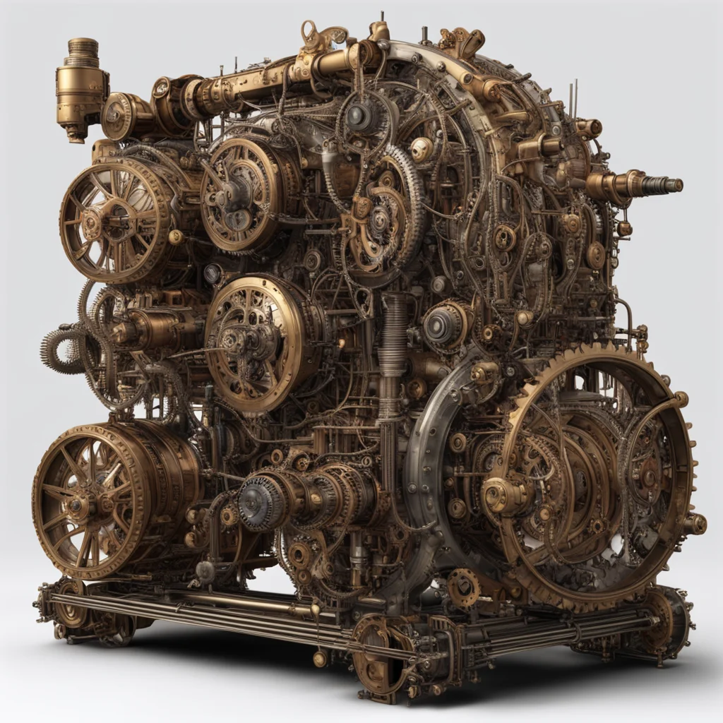 intricate machine hyper engineering steampunk style photorealistic no background