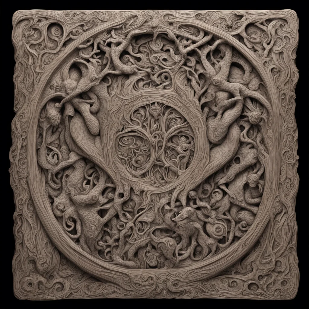intricate wood carving2 rune writing4 eldritch beings3 photoreal carvings inspired by the works of lovecraft5 book of th
