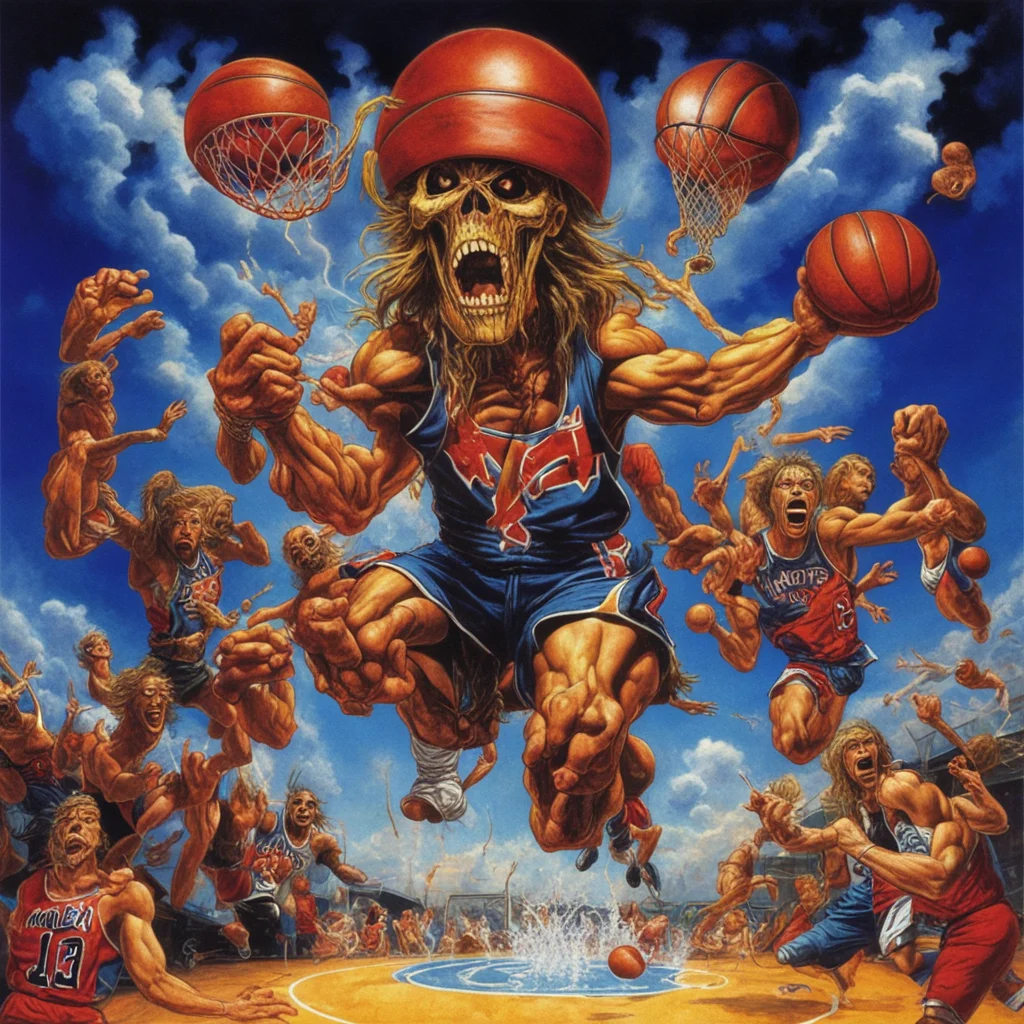 iron maiden album art 1993 dunking basketball