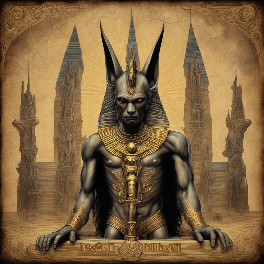 iron maiden album art anubis sphinx