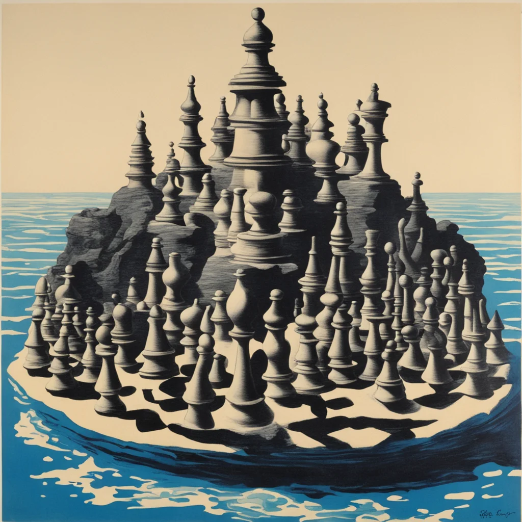 island made of chess pieces epic pulp art fantasy magazine circa 1968 ar 1117