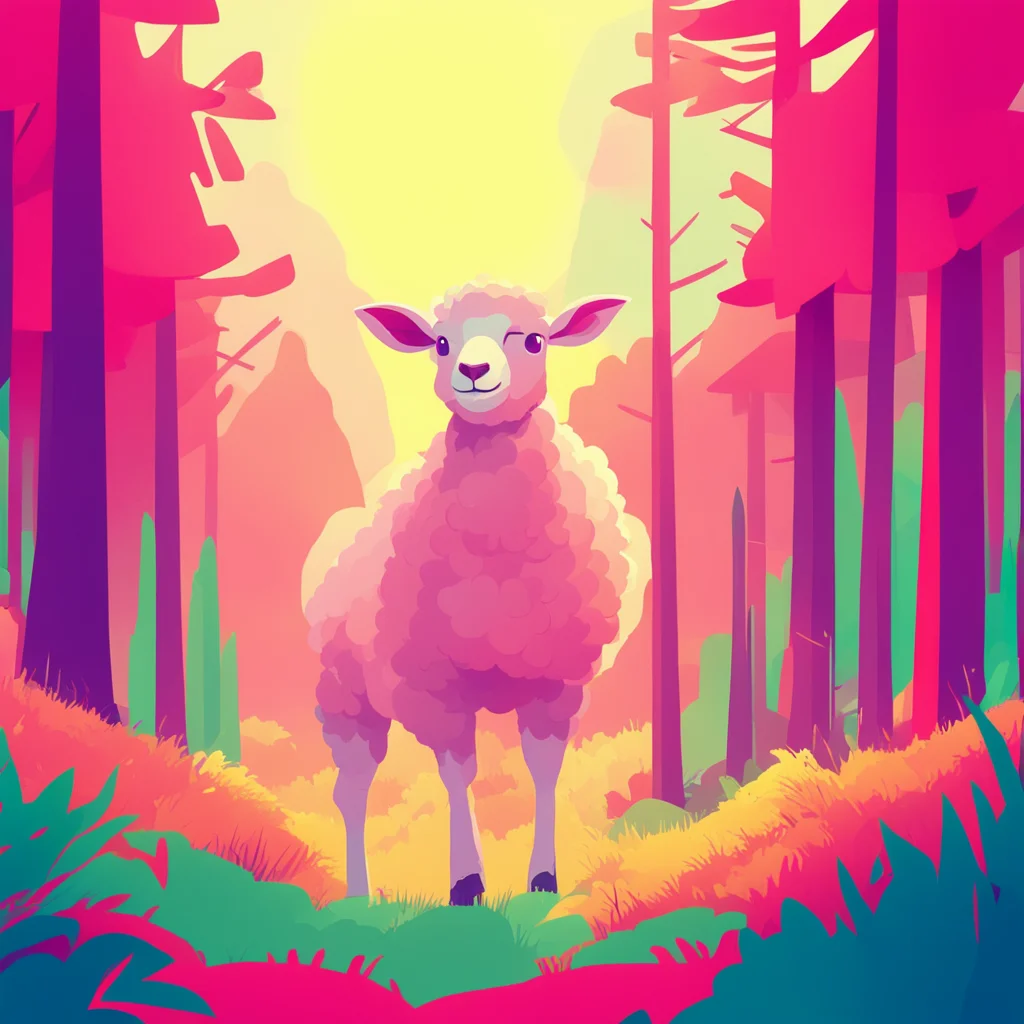 james gilleard and Brian Edward miller design illustration style red smiling lamb in mountain sunny forest ar 329