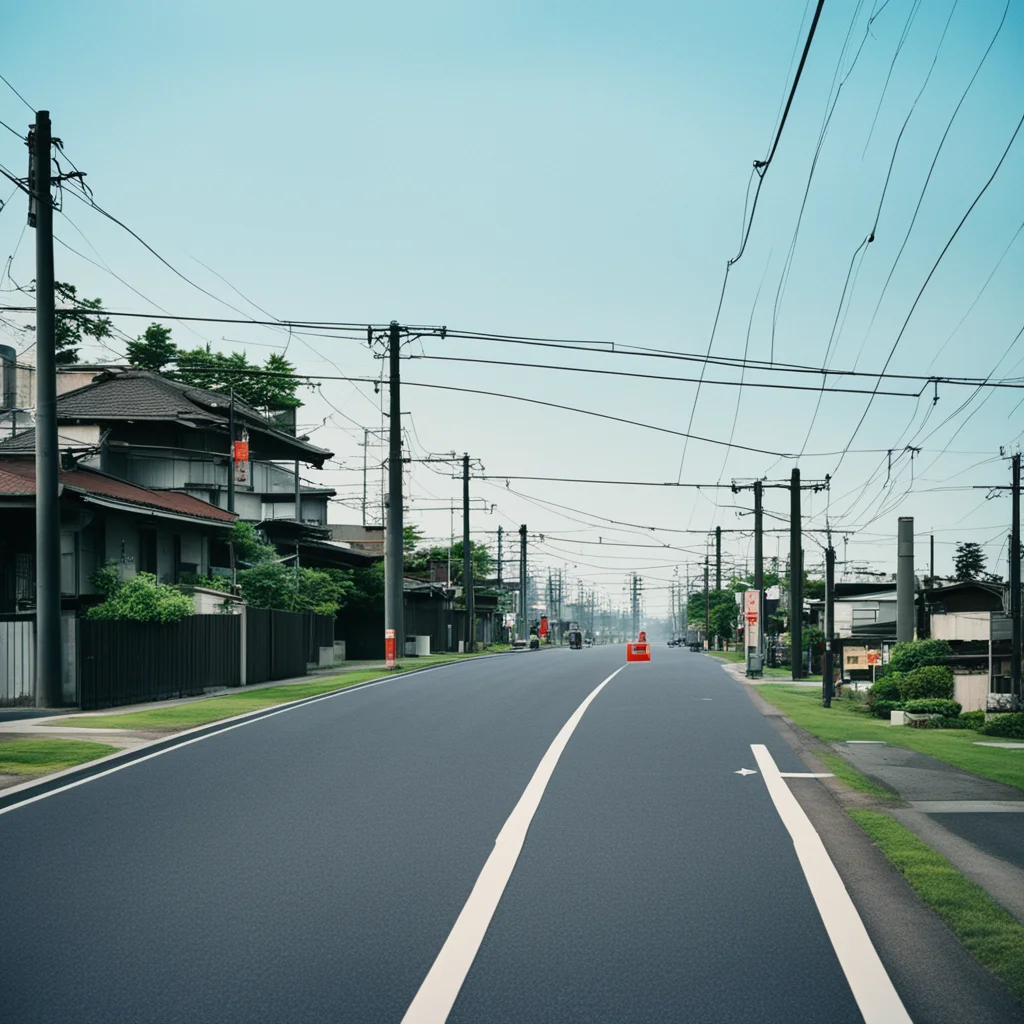 japanese suburban infrastructure city planning architecture bike lanes power lines in the sky 35mm photography