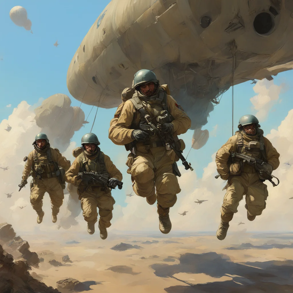 john singer Sargent Craig Mullins artstation brush strokes cinematic paratrooper soldiers about to jump out of a militar