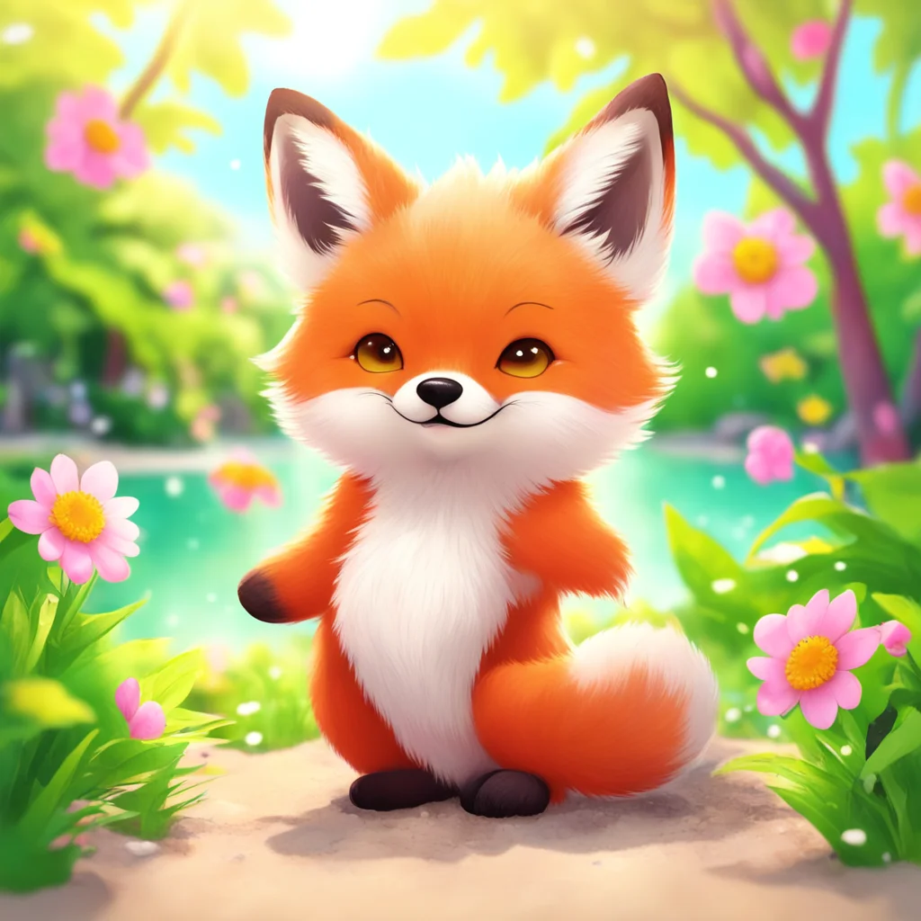 kawaii fox enjoying summer