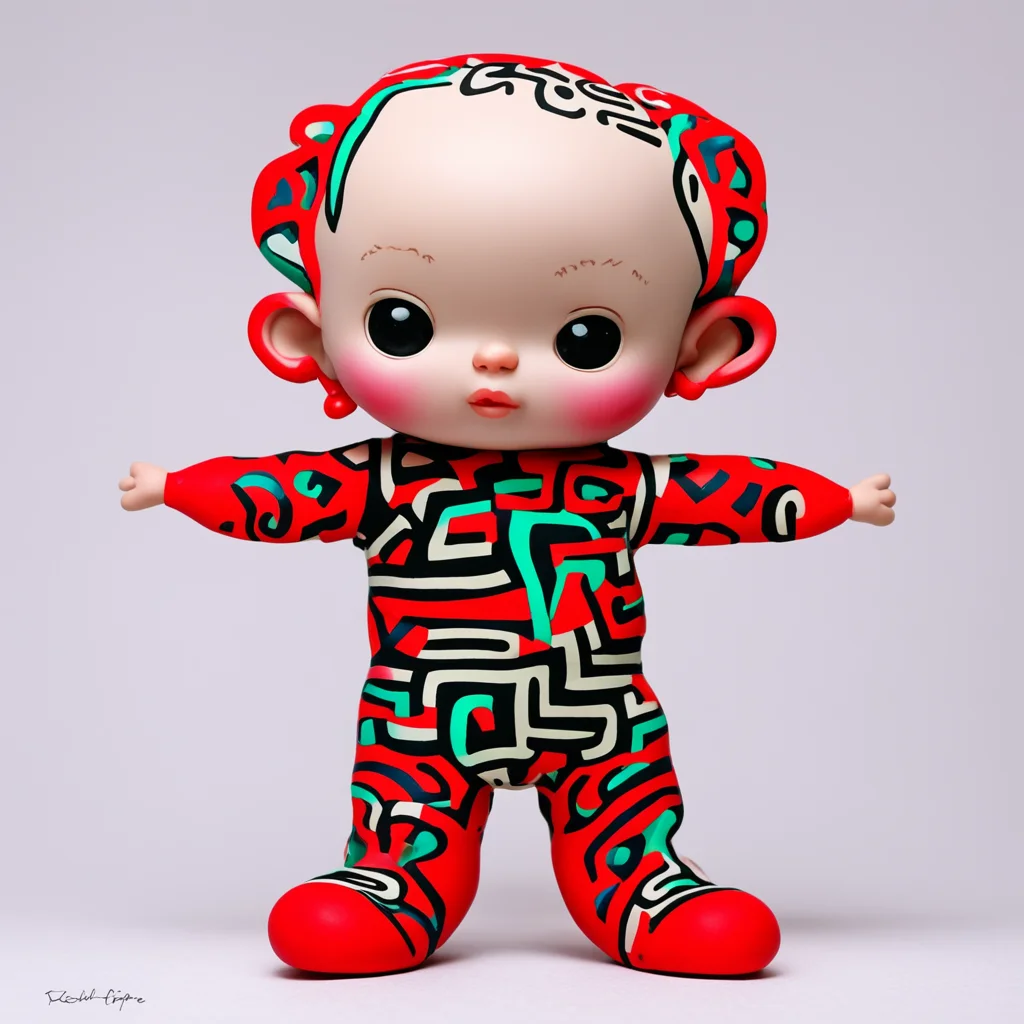 kewpie doll in the style of Keith Haring ar 45