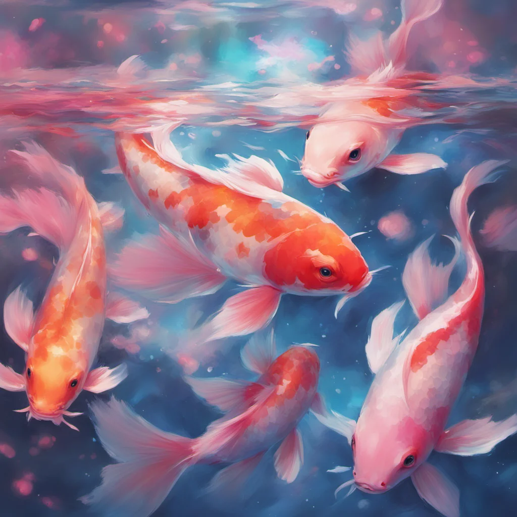 koi fish pink and blue glowing translucent ross tran