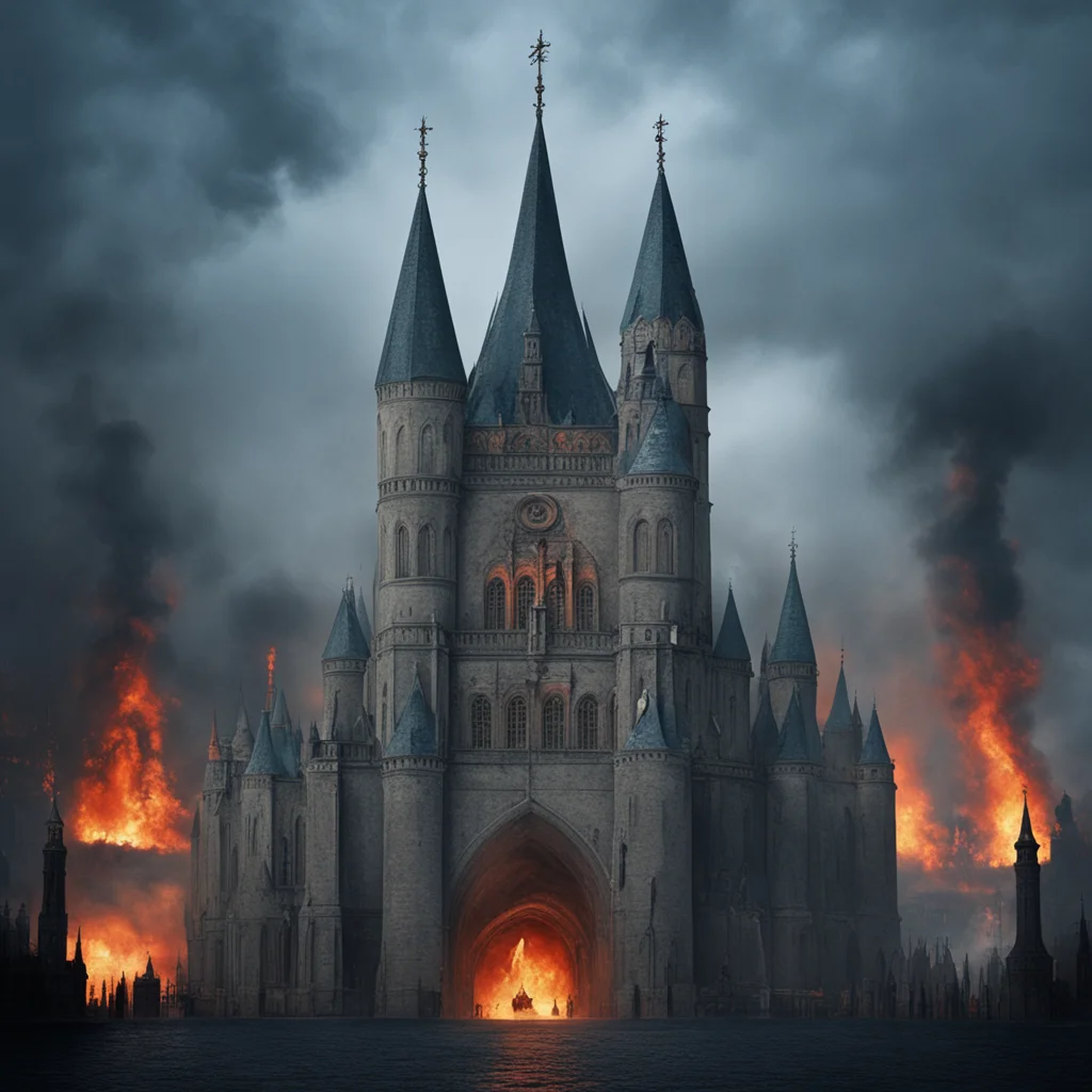 kremlin mixed with mordor  eye of sauron  evening  fire  explosions  gloomy  muted colours  foggy  renaissance painting 