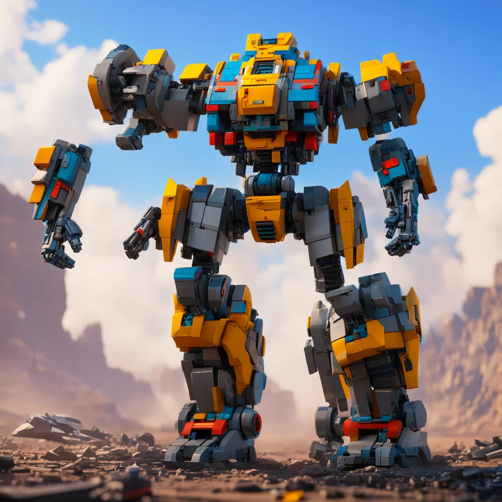 large battle Mecha in The Lego Movie dramatic lighting matte painting highly detailed cgsociety hyperrealistic no dof ar