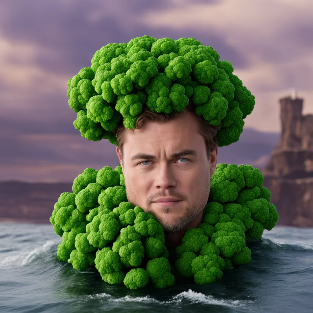 leonardo di caprio in titanic but he is a broccoli