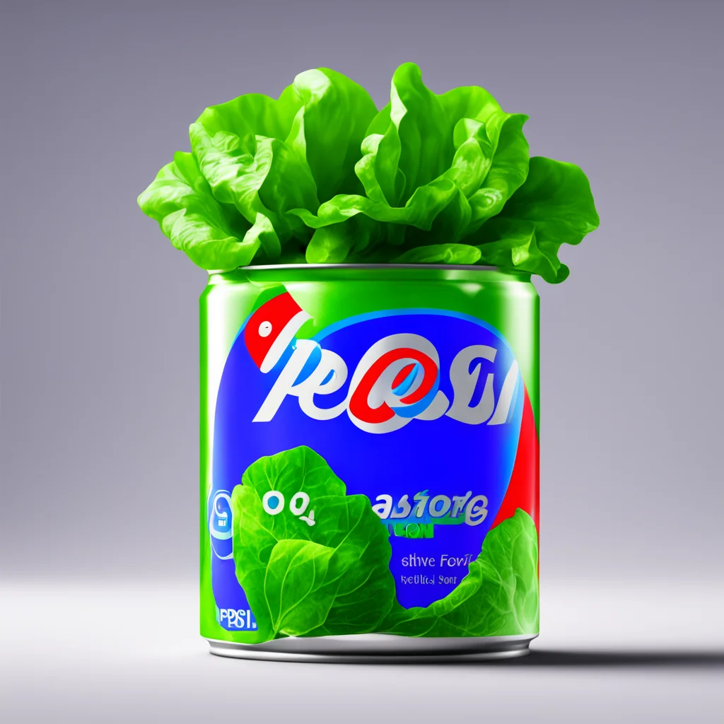 lettuce flavor pepsi product can with logo lettuce logo soda can realism mashup