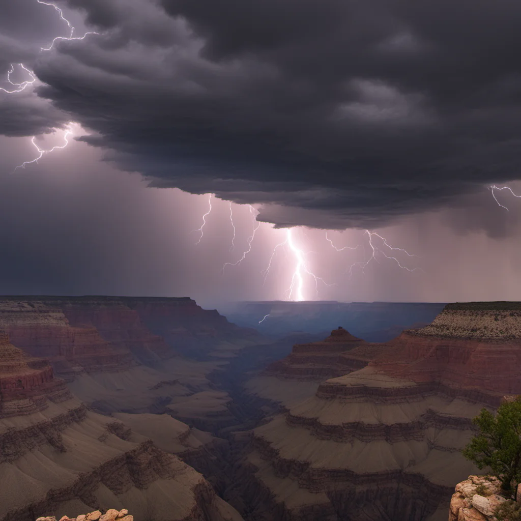 lightning storm above the Grand Canyon cinematic ultra realism detailed chaotic —ar 916