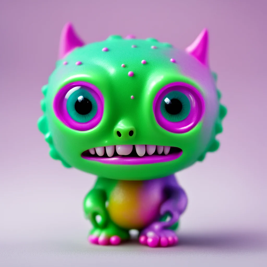 little figurine friendly monster with eyes and pupils very shiny plastic colourful pastels the style of pictoplasmaover 