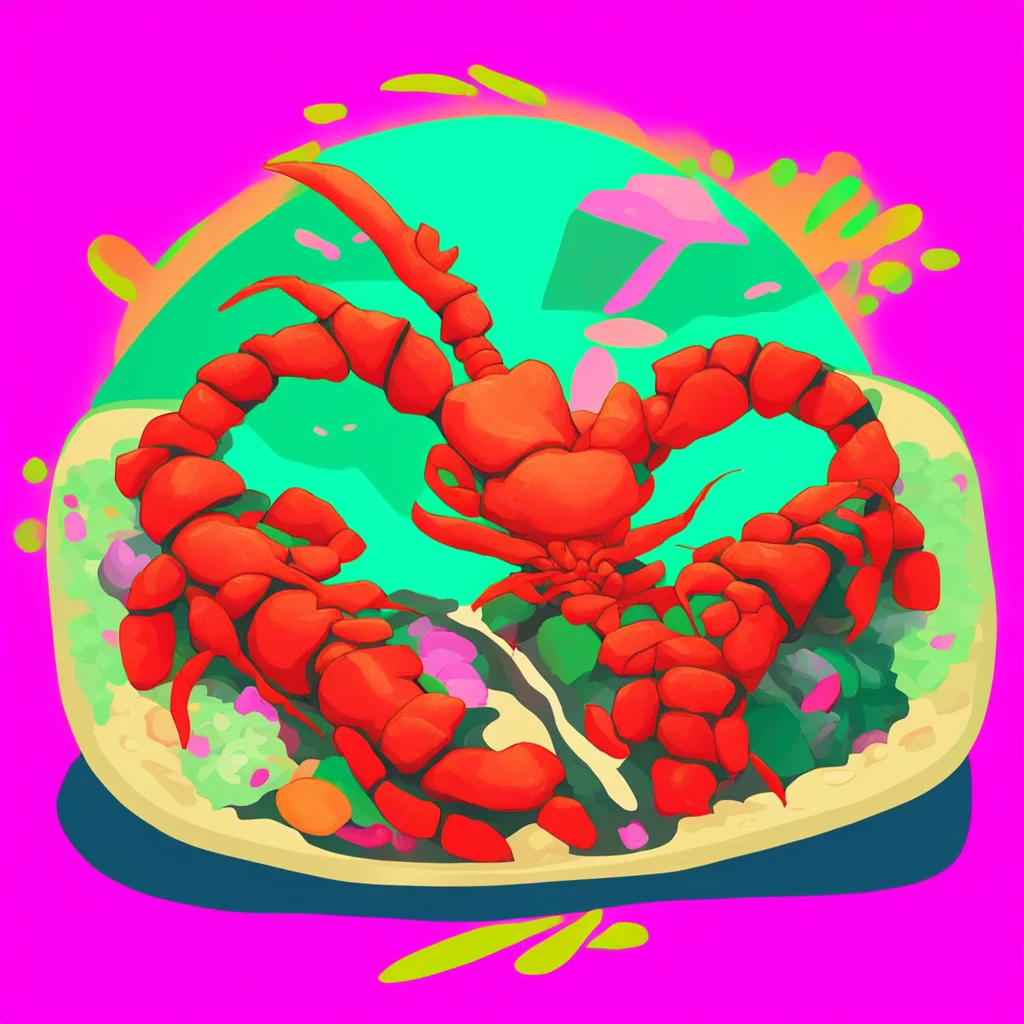 lobster sushi1 vector art03 digital flat D&D Miyazaki hd 8k01 rule of thirds symmetrical palette centered02 vibrant psyc
