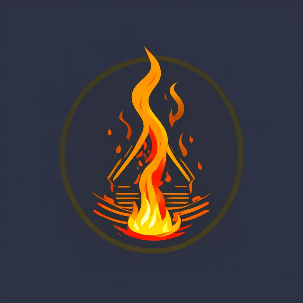 logo design house with bonfire