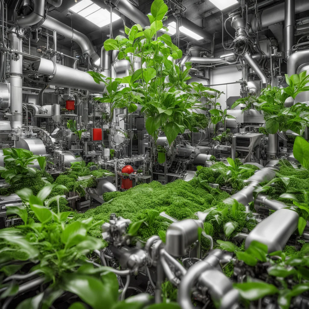 machines and technology mashing with plants and organic growth