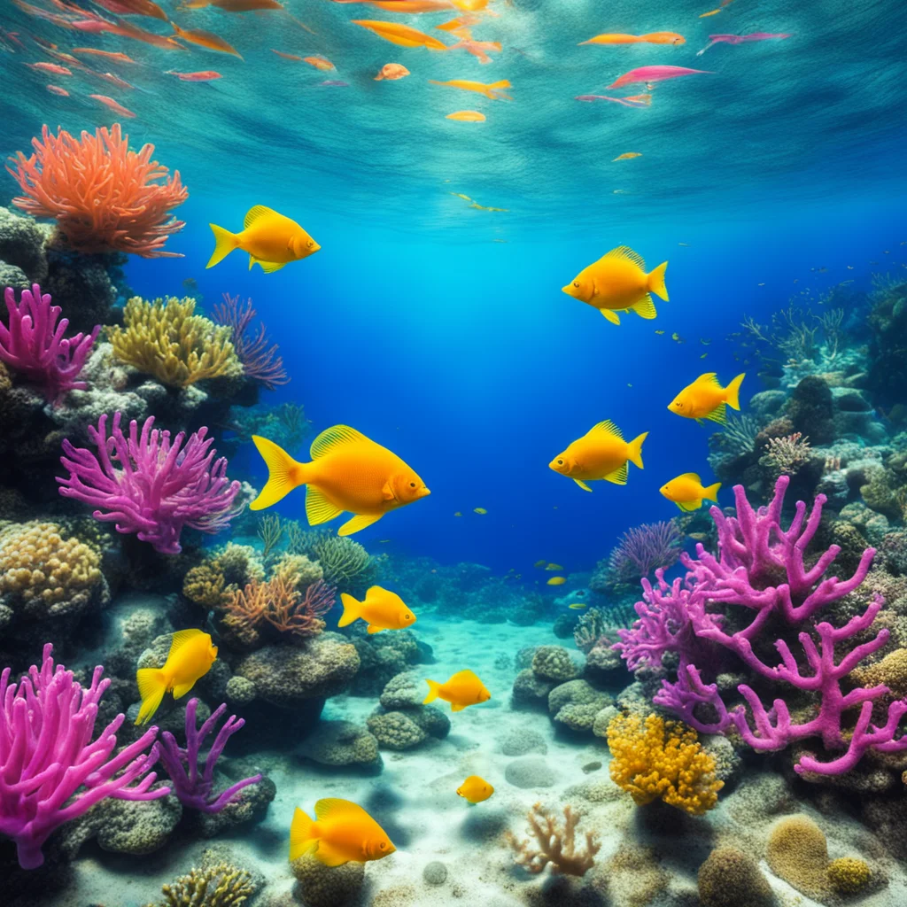 magical underwater scene with tropical fish and coral reefs