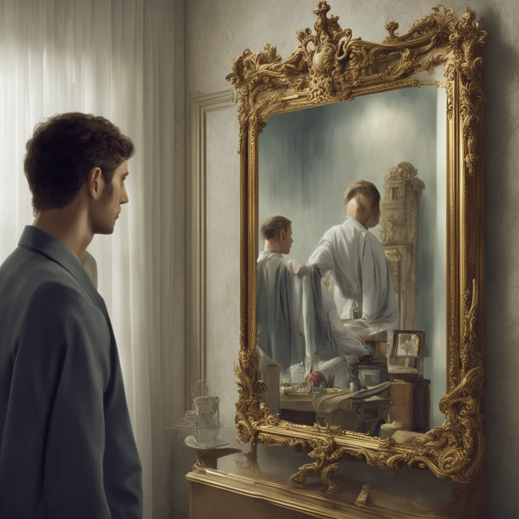 man in front of mirror“O wonder How many goodly creatures are there here How beauteous mankind is O brave new world That