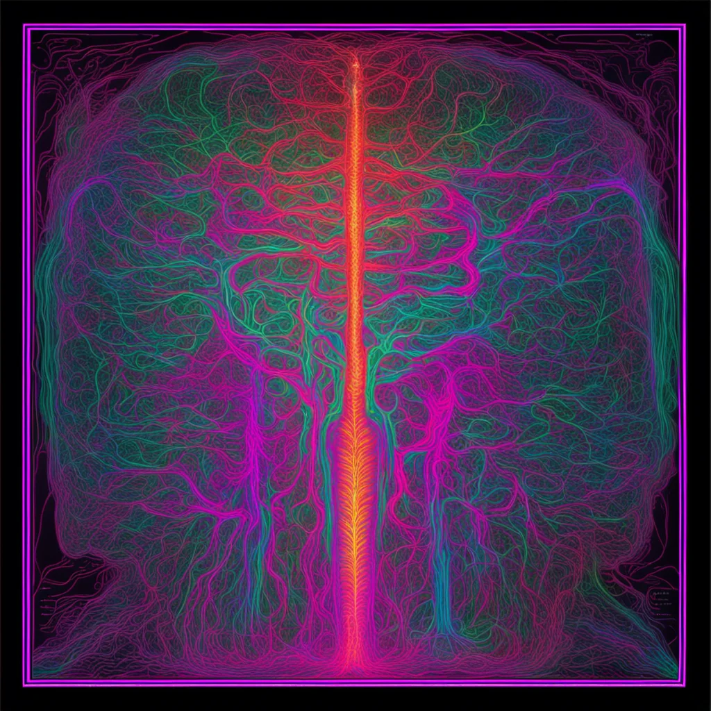 map of nervous system RGB neon light anatomy diagram by Alex Grey —ar 1241 —vibe uplight
