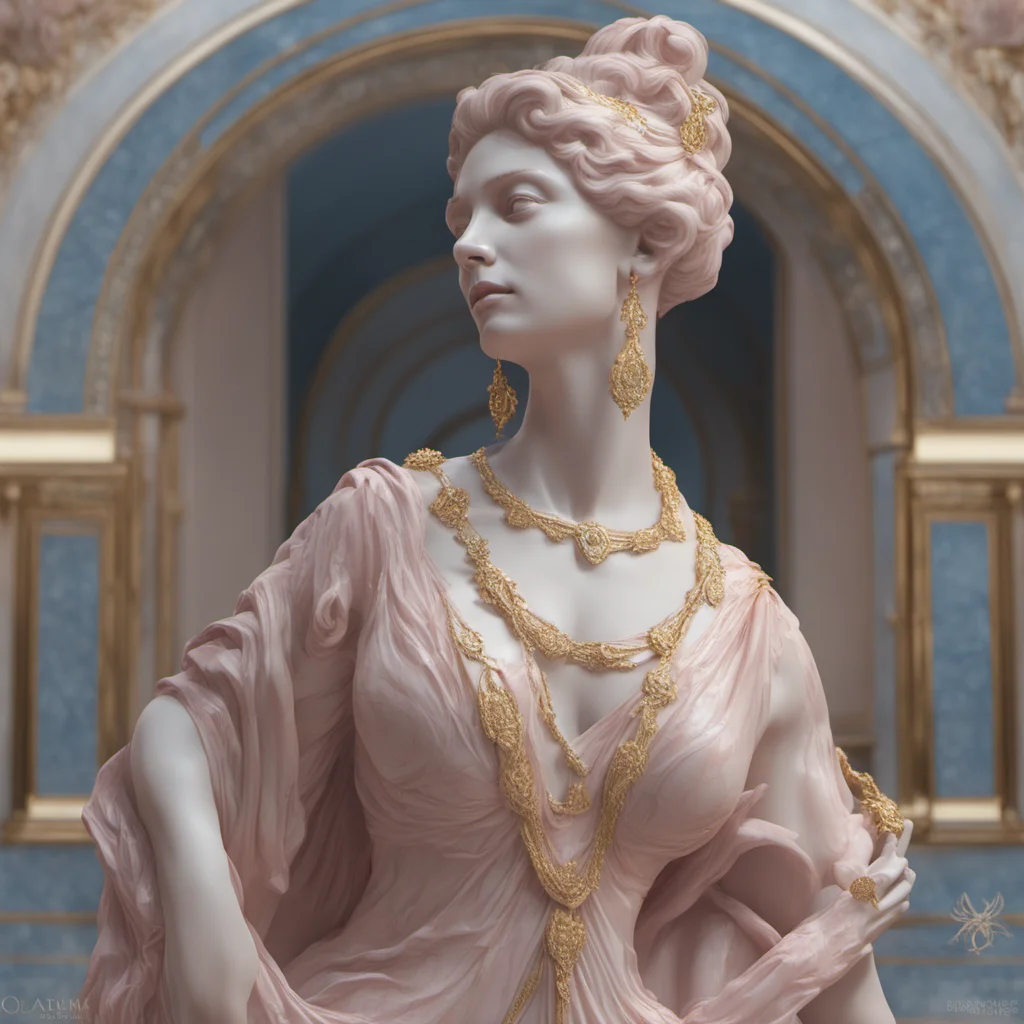 marble housewife with veins of gold powder pink and blue goddess cracked 3D render by Andrei Riabovitchev Rene Lalique and Peter Mohrbacher Octane render Hy