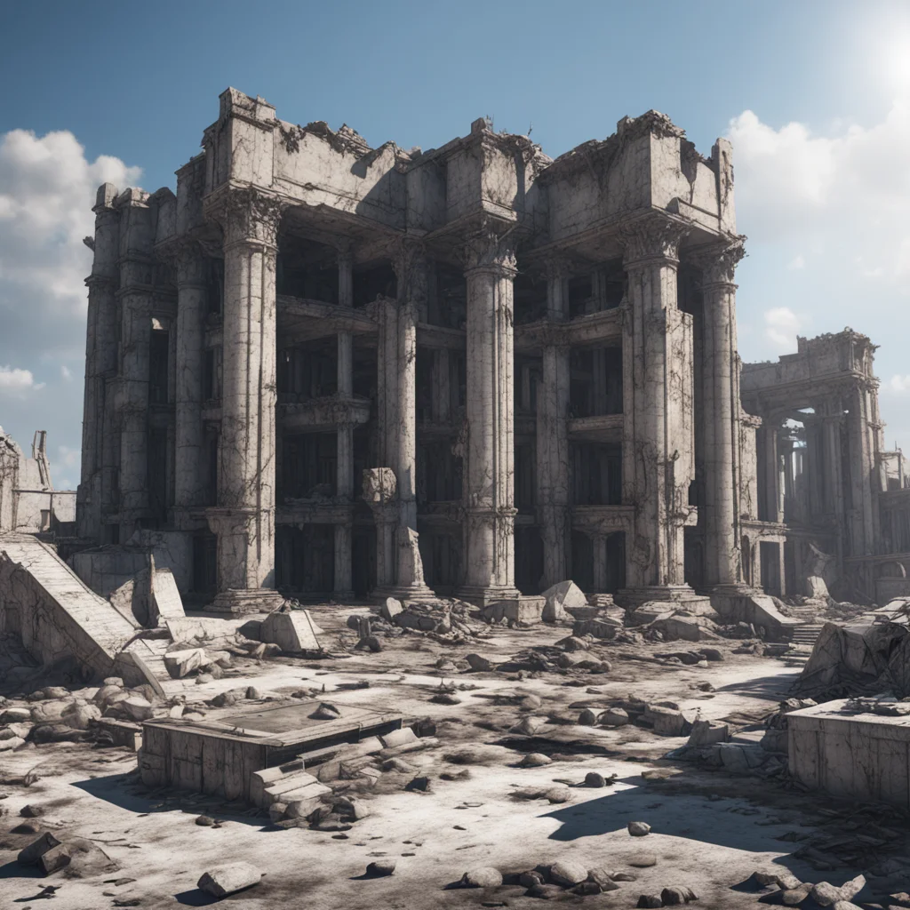 marble ruins post apocalyptic cyberpunk realistic octane render 8K